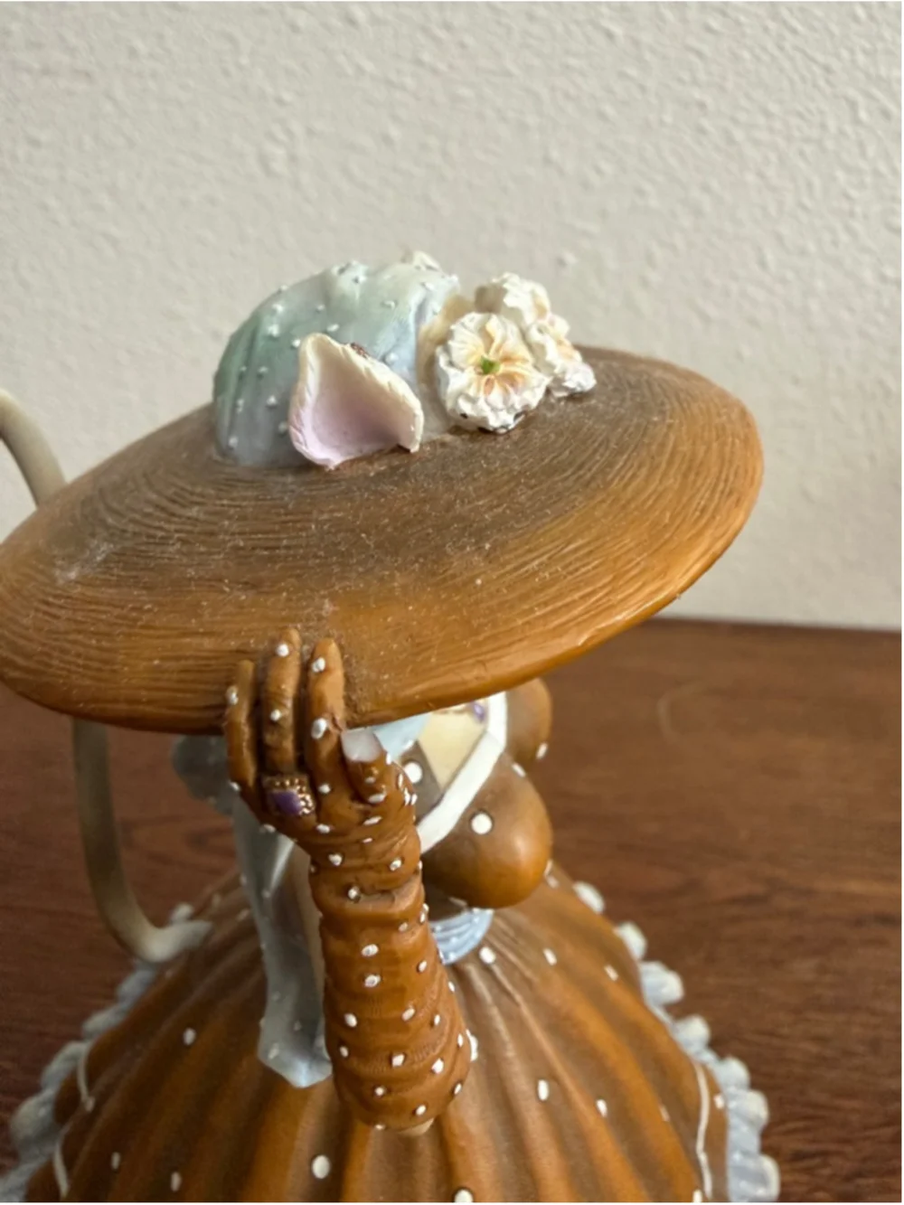 M Le Van Cat Lady Figurine Poodle Vintage Style Lady w Hat Umbrella Whimsical